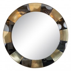 Circular brass and black mirror